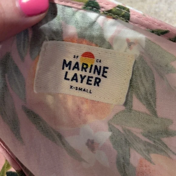 Marine Layer Women’s Camila Dress Oranges Print Size XS - Picture 6 of 7